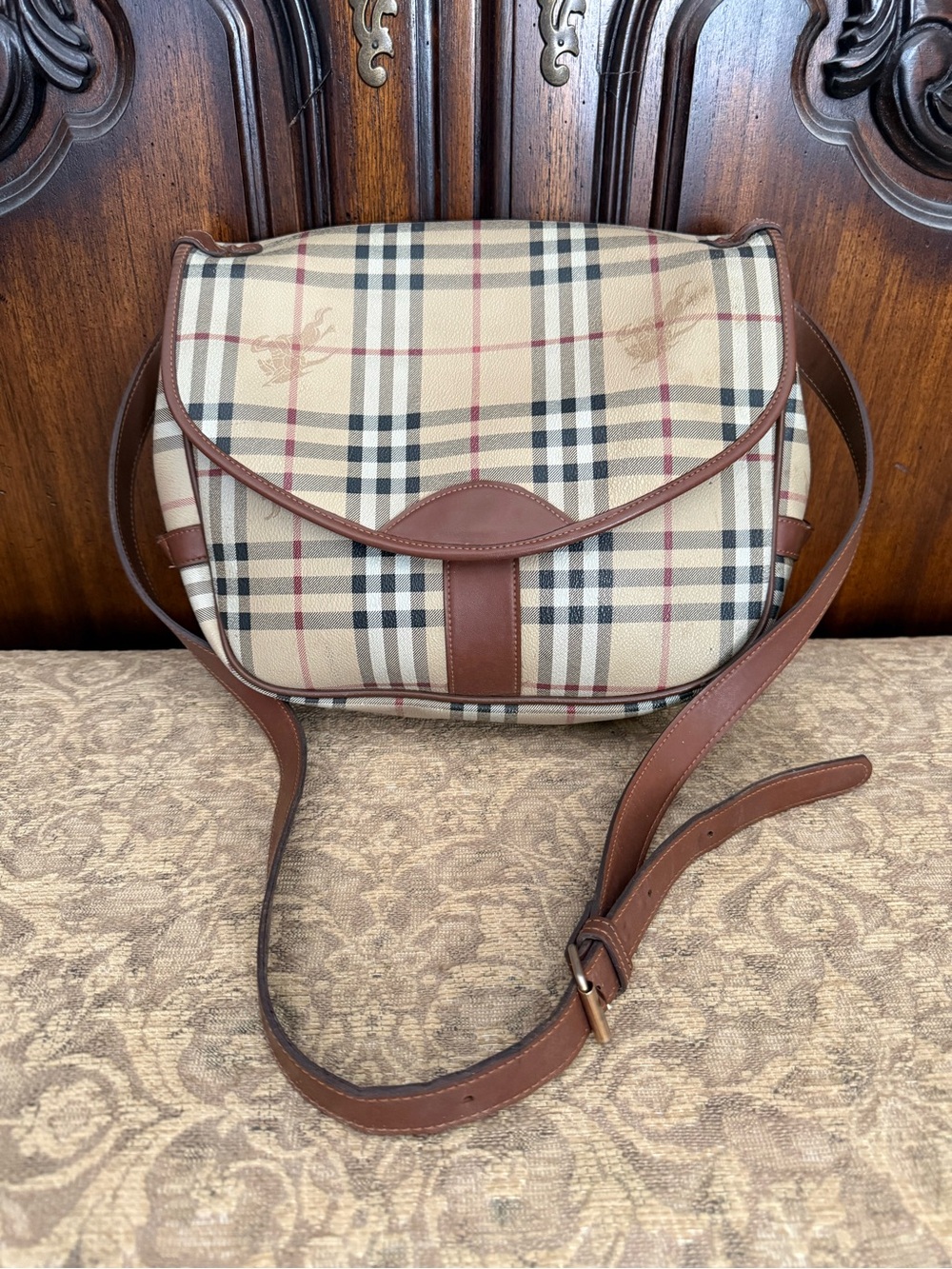 Authentic Burberry Beige and Brown Crossbody Bag